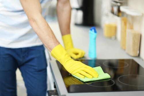 End of tenancy cleaning in a bathroom before property handover